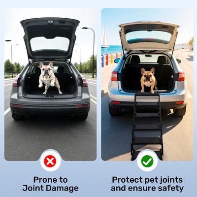 Show full view: Heeyoo Extra Wide Foldable Dog Car Ramp, 6-Step slide 7 of 8