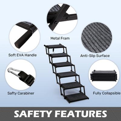 Show full view: Heeyoo Extra Wide Foldable Dog Car Ramp, 6-Step slide 5 of 8