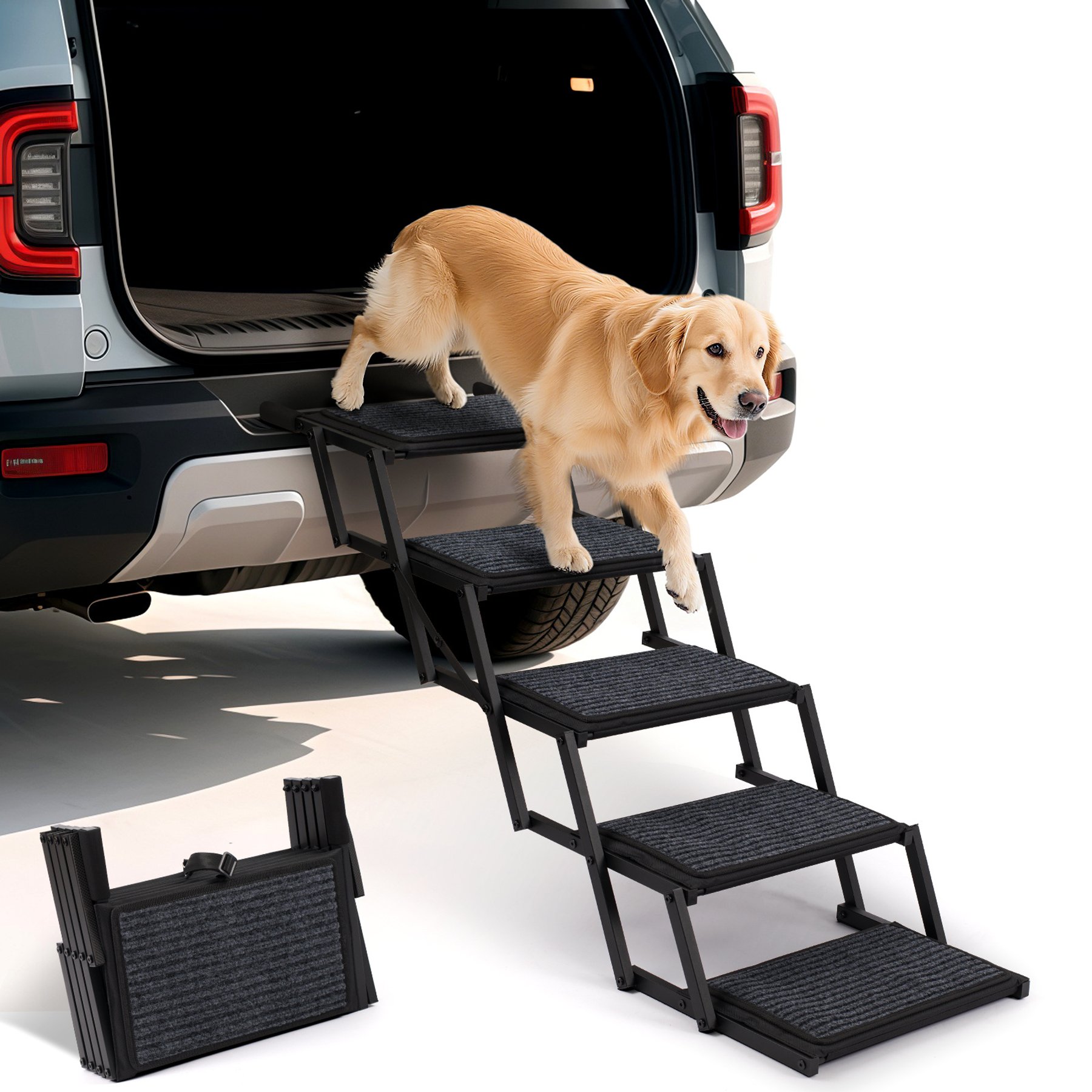 Heeyoo Dog Foldable Dog Car Ramp, 5-Step