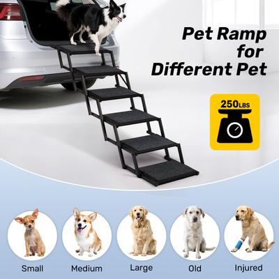 Show full view: Heeyoo Extra Wide Foldable Dog Car Ramp, 6-Step slide 6 of 8
