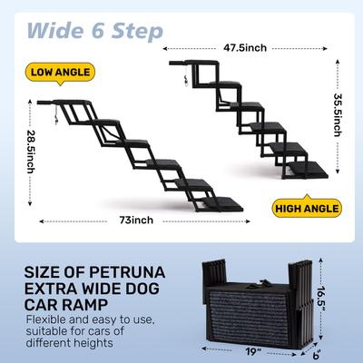 Show full view: Heeyoo Extra Wide Foldable Dog Car Ramp, 6-Step slide 2 of 8
