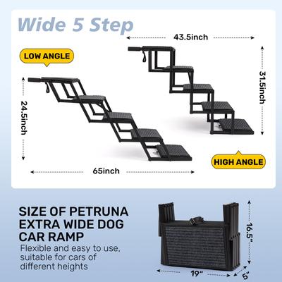 Show full view: Heeyoo Extra Wide Foldable Dog Car Ramp, 5-Step slide 2 of 8