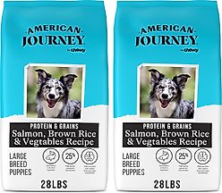 American Journey Protein & Grains Large Breed Puppy Salmon, Brown Rice & Vegetables Recipe Dry Dog Food, 56-lb bundle