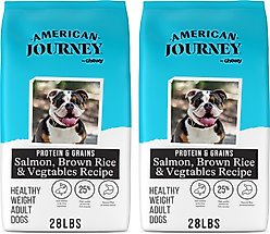 American Journey Protein & Grains Healthy Weight Salmon, Brown Rice & Vegetables Recipe Dry Dog Food, 56-lb bundle