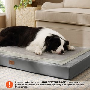 Bedsure Orthopedic Dog Bed Mat with Removable Machine Washable Cover, Dark Grey, Large