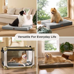 Bedsure Orthopedic Dog Bed Mat with Removable Machine Washable Cover, Dark Grey, Large