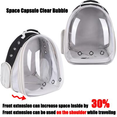 Show full view: Halinfer Hard-Sided Space Capsule Astronaut Clear Bubble Window Airline-Approved Cat Backpack Carrier with Front Extension, 16.5 x 15 x 13-in, Black slide 3 of 7