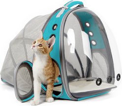 Halinfer Hard-Sided Space Capsule Astronaut Clear Bubble Window Airline-Approved Cat Backpack Carrier with Back Extension, 16.5 x 15 x 13-in, Green