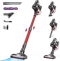 INSE N650 Cordless Stick Vacuum, Red