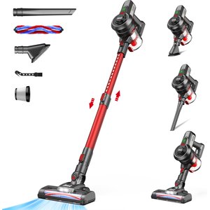 INSE N650 Cordless Stick Vacuum, Red