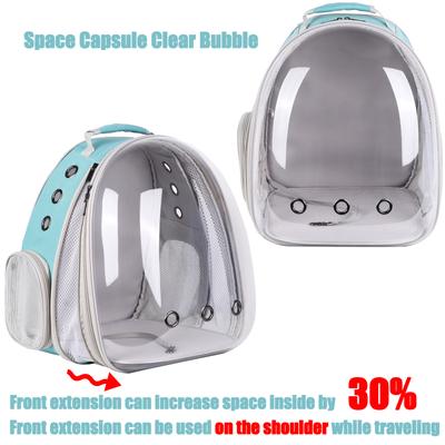 Show full view: Halinfer Hard-Sided Space Capsule Astronaut Clear Bubble Window Airline-Approved Cat Backpack Carrier with Front Extension, 16.5 x 15 x 13-in, Green slide 3 of 6