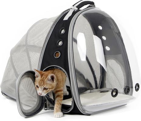 Show full view: Halinfer Hard-Sided Space Capsule Astronaut Clear Bubble Window Airline-Approved Cat Backpack Carrier with Back Extension, 16.5 x 15 x 13-in, Black slide 3 of 8
