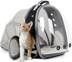 Halinfer Hard-Sided Space Capsule Astronaut Clear Bubble Window Airline-Approved Cat Backpack Carrier with Back Extension, 16.5 x 15 x 13-in, Black