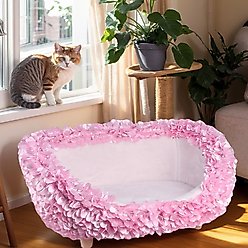Halinfer Petal Elevated Cat Sofa Bed, Pink, Medium slide 1 of 9