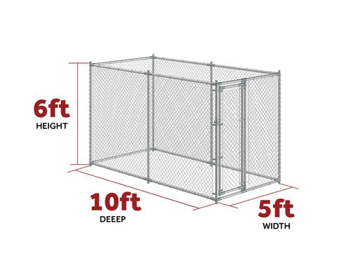 Show full view: Lucky Dog Chain Link DIY Boxed Kit Dog Kennel, Galvanized, 5 x 10-ft slide 2 of 11