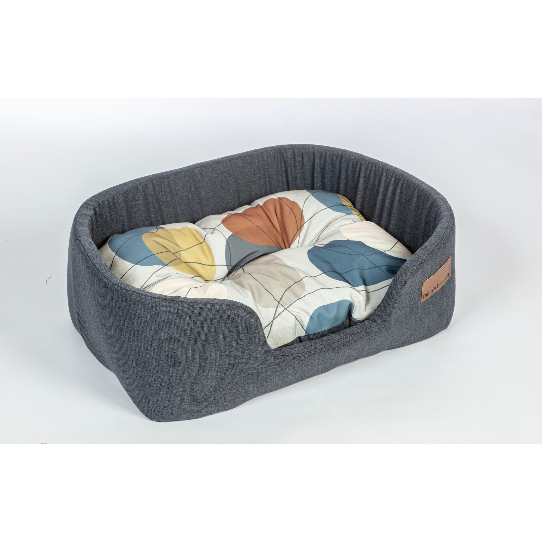 DANISH DESIGN Hypo-Allergenic Colour Block Steel Lux Slumber Dog & Cat Bed, Steel, Large