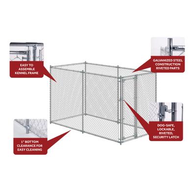 Show full view: Lucky Dog Chain Link DIY Boxed Kit Dog Kennel, Galvanized, 5 x 10-ft slide 3 of 11