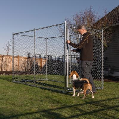 Show full view: Lucky Dog Chain Link DIY Boxed Kit Dog Kennel, Galvanized, 5 x 10-ft slide 5 of 11