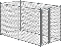 Lucky Dog Chain Link DIY Boxed Kit Dog Kennel, Galvanized, 5 x 10-ft