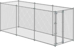 Lucky Dog Chain Link DIY 2-in-1 Boxed Kit Dog Kennel, Galvanized, 5 x 15-ft