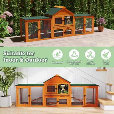 Show full view: Coziwow Large Fashion Wooden Outdoor Rabbit Hutch, Orange slide 6 of 9