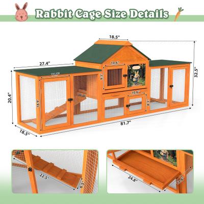 Show full view: Coziwow Large Fashion Wooden Outdoor Rabbit Hutch, Orange slide 4 of 9
