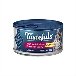 Blue Buffalo Tastefuls Fish & Shrimp Entrée in Gravy Flaked Wet Cat Food, 3-oz can, case of 4