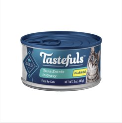 Blue Buffalo Tastefuls Tuna Entrée in Gravy Flaked Wet Cat Food, 3-oz can, case of 4
