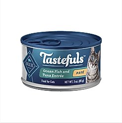 Blue Buffalo Tastefuls Ocean Fish & Tuna Entrée Pate Wet Cat Food, 3-oz can, case of 4