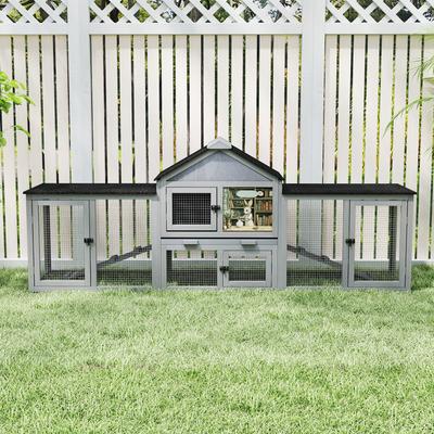 Show full view: Coziwow Large Fashion Wooden Outdoor Rabbit Hutch, Grey slide 5 of 8
