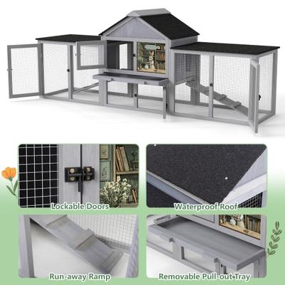 Show full view: Coziwow Large Fashion Wooden Outdoor Rabbit Hutch, Grey slide 3 of 8