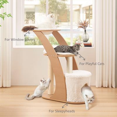 Show full view: beeNbkks Modern Furniture Style Cat Tree & Condo, White slide 2 of 8