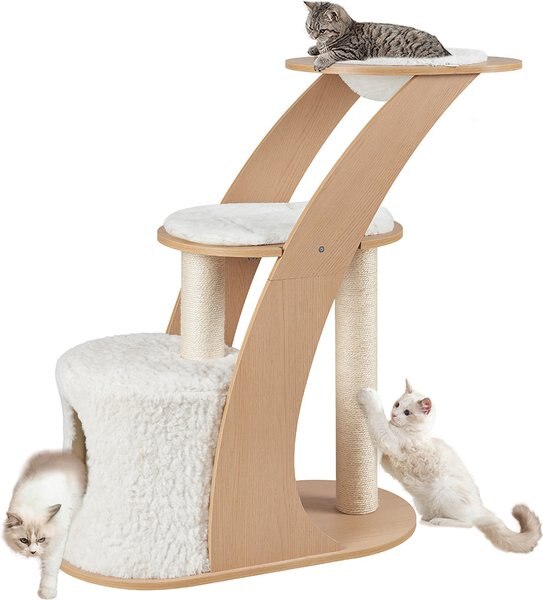 BEENBKKS Modern Furniture Style Cat Tree & Condo, White - Chewy.com