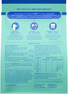 Show full view: Native Pet GutWell Clean Breath Dental Health & Plaque Control Supplement for Dogs, 12.7-oz bag slide 3 of 11
