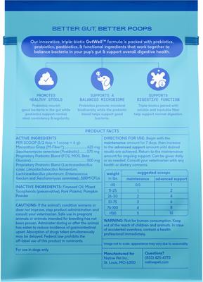 Show full view: Native Pet GutWell Power Poop Probiotics Gut Health & Digestive Health Supplement for Dogs, 12.7-oz bag slide 3 of 11
