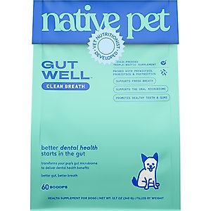 Native Pet GutWell Clean Breath Dental Health & Plaque Control Supplement for Dogs, 12.7-oz