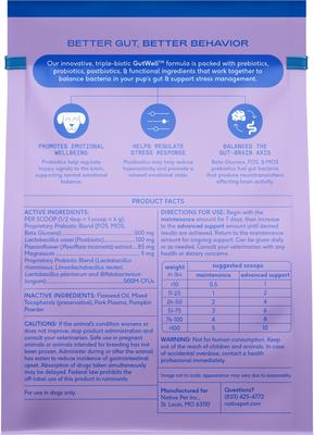 Show full view: Native Pet GutWell Stress Support Anxiety Relief & Calming Supplement for Dogs with Probiotics, 12.7-oz bag slide 3 of 10