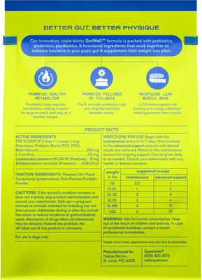 Show full view: Native Pet GutWell Trim Down Healthy Weight Management & Metabolic Support Supplement for Dogs with Probiotics, 12.7-oz bag slide 3 of 10