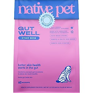 Native Pet GutWell Itchy Skin Relief Supplement for Dogs with Probiotics, 12.7-oz