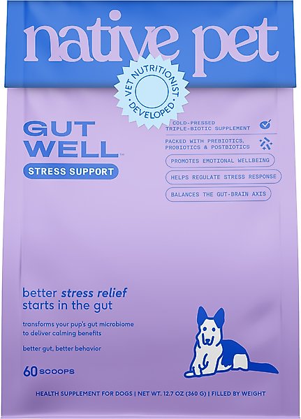Show full view: Native Pet GutWell Stress Support Anxiety Relief & Calming Supplement for Dogs with Probiotics, 12.7-oz slide 1 of 9