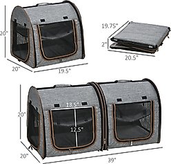 jansno Portable Soft-Sided Cat Carrier with Divider, Grey, 39-in slide 2 of 8