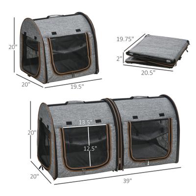 Show full view: jansno Portable Soft-Sided Cat Carrier with Divider, Grey, 39-in slide 6 of 8