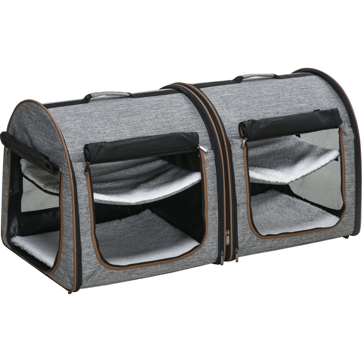 jansno Portable Soft-Sided Cat Carrier with Divider, Grey, 39-in
