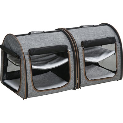 jansno jansno Portable Soft-Sided Cat Carrier with Divider, Grey, 39-in