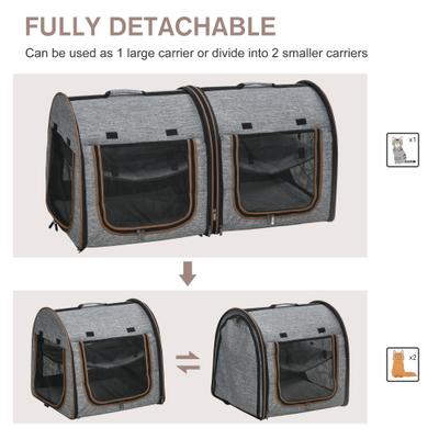 Show full view: jansno Portable Soft-Sided Cat Carrier with Divider, Grey, 39-in slide 5 of 8