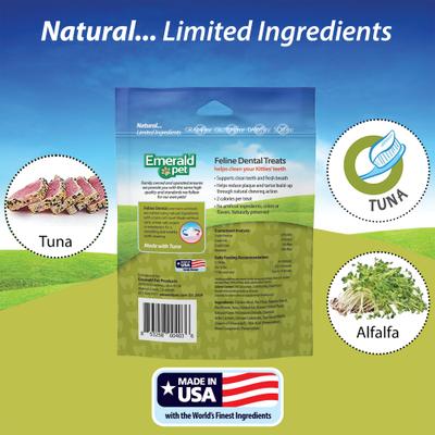 Show full view: Emerald Pet Feline Dental Tuna Grain-Free Cat Treats, 3-oz bag slide 6 of 8