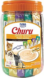Inaba Churu Chicken Variety Creamy Puree Grain-Free Lickable Cat Treats, 0.5-oz tube, 50 count