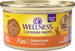 Wellness Complete Health Pate Chicken Entree Grain-Free Natural Canned Cat Food, 3-oz can, case of 4