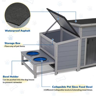 Show full view: Coziwow Wooden Outdoor Dog House with Weatherproof Asphalt Roof, Large, Grey slide 5 of 10