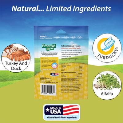 Show full view: Emerald Pet Feline Dental Treats with Turducky Cat Treats, 3-oz bag slide 6 of 8